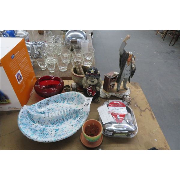 Lot of Asst. Décor, Serving Dishes, Mortar & Pestle