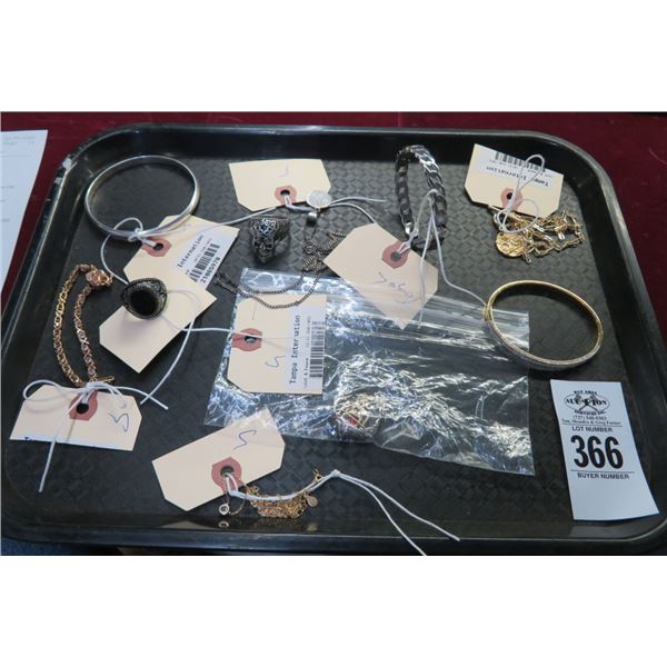 Tray Lot of Silver & Tungston Bracelets & Necklaces