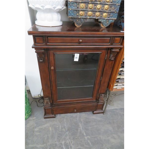 Carved Mahogany Curio/Buffet Cabinet