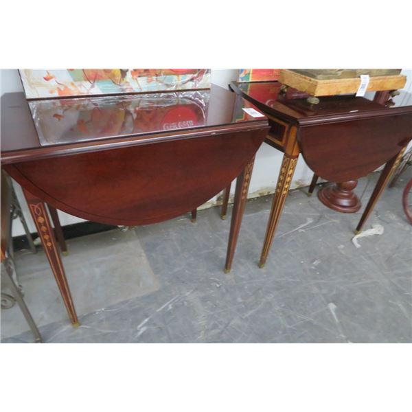 2-Mahogany Drop Leaf Side Tables - 2 X $