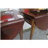 Image 2 : 2-Mahogany Drop Leaf Side Tables - 2 X $