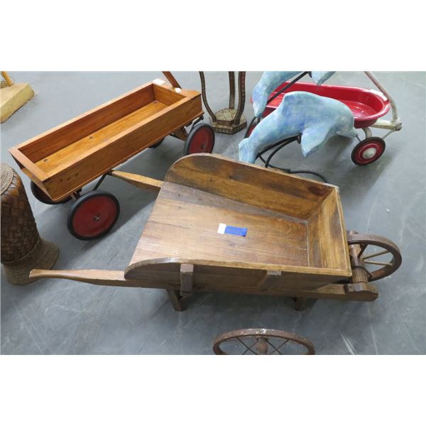 Vintage Oak Wheelbarrow