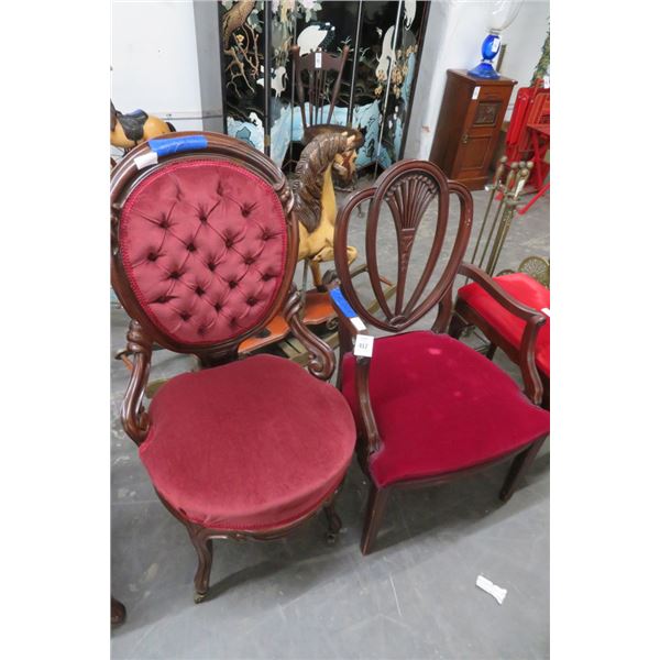 Mahogany & Velvet Armchair - Vintage