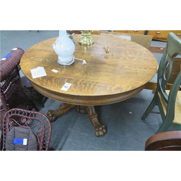 Round Clawfoot Tiger Oak Dining Table