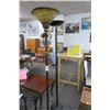 Image 1 : Black Metal Torchier Lamp, Palm Leaf Motif Torchier Lamp