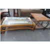 Image 3 : Rattan w/Palm Leaf Motif Iron Base 5 Pc. Coffe/End