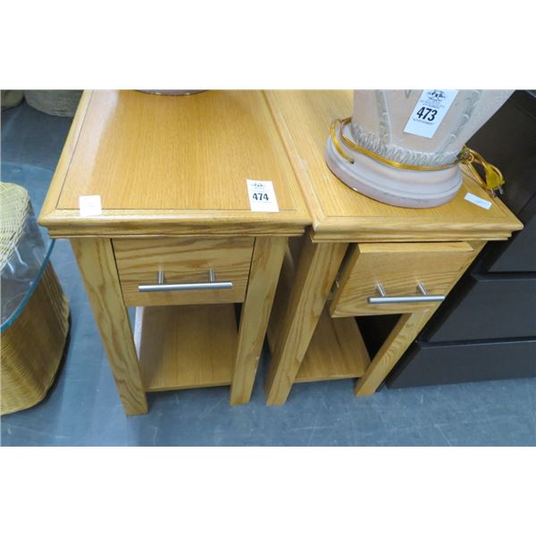 Oak 1 Drawer Side Tables (Pair)