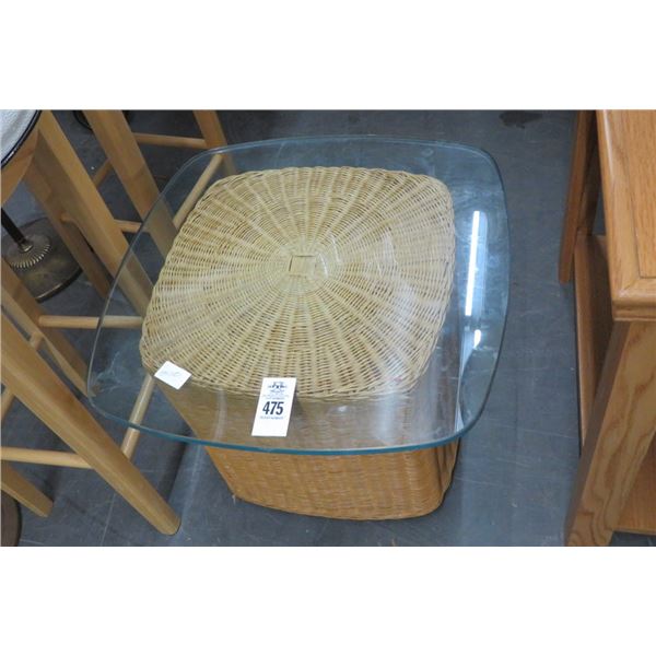 Rattan Glasstop Side Table