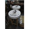 Image 1 : 2-Pine White Leather Top Mickey Mouse Bar Stools 2 x $
