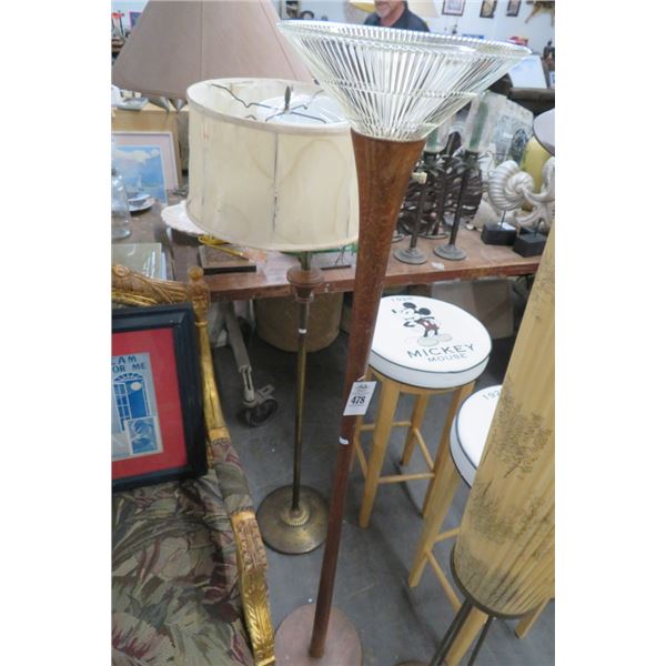 Oak Torchier Lamp & Other