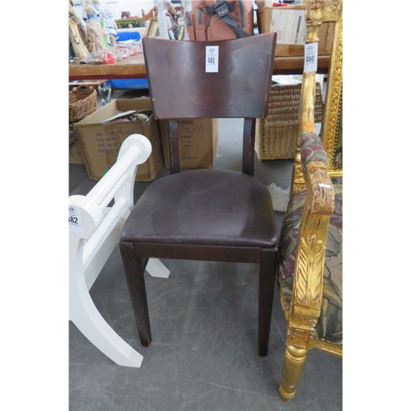 Mahogany Chair w/Brown Leather Padded Seat