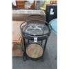 Image 1 : Black Metal Glasstop Patio Rolling Table