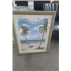 Image 1 : Framed Palm Tree Beach Print - 25" x 32"
