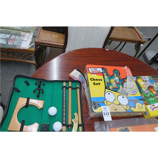 Simpson Chess Set, Simpson Clue Game, Putting Set (3)