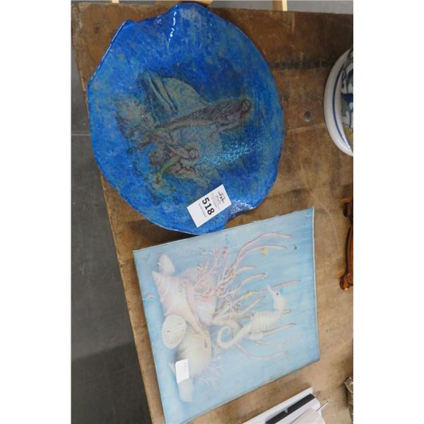 Glass Mermaid Tray & Glass Seahorse Tray