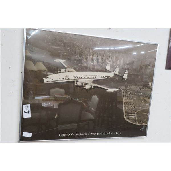 Framed Trans World Airplane Photograph - 32" x 24"