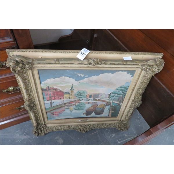 Ornate Framed Oil On Canvas "Venice" - 32" x 28"