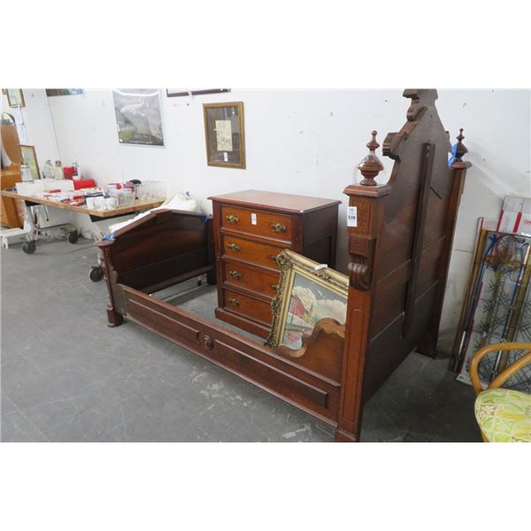 Carved Mahogany Empire Twin Bed