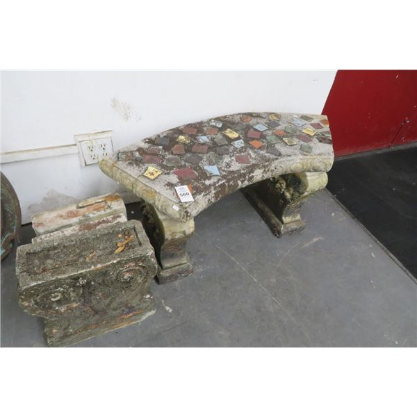 Concrete Bench w/Stones