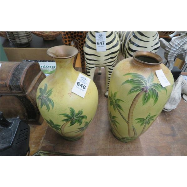 2-Ceramic Palm Vases - 2 X $