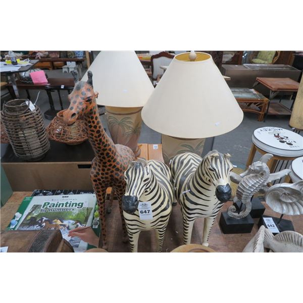 3-Zebra, Giraffe Leathr Figurines - 3 X $