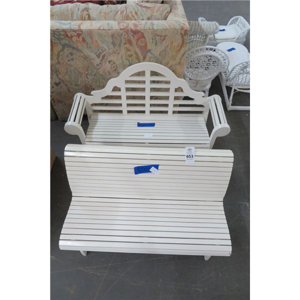 2-White Wood Mini Benches - 2 X $