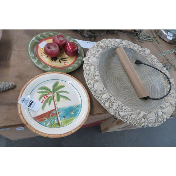 Lot of Decorator Plates & Seashell Bowl