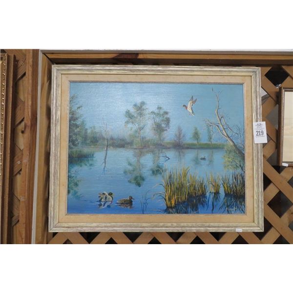 Framed Oil On Canvas Waterfowl Signed P. Garnet