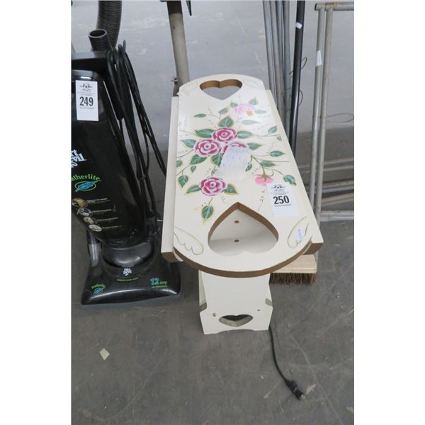Painted Floral, Heart Motif Drop Down Side Table