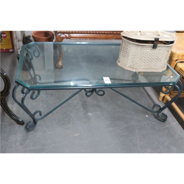 Green Metal Glasstop Coffee Table