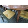 Image 3 : Round Oak Dining Room Set w/6 Green Rattan Chairs & 2 Leafs