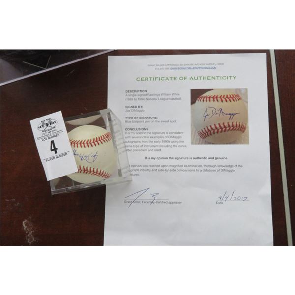 Autographed Joe Dimaggio Baseball w/COA