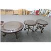 Image 1 : Round Ornamental Iron Base 3 Pc. Coffee & End Table Set