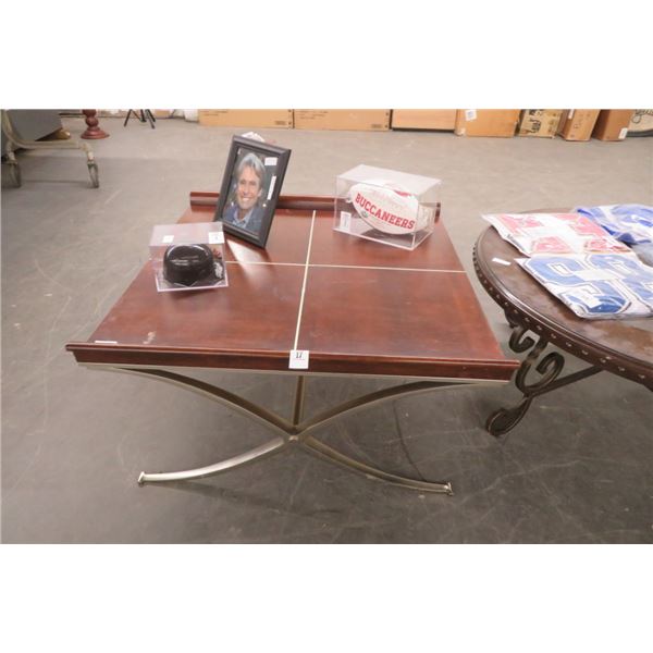 Square Wood Top Contemporary Base Coffee Table