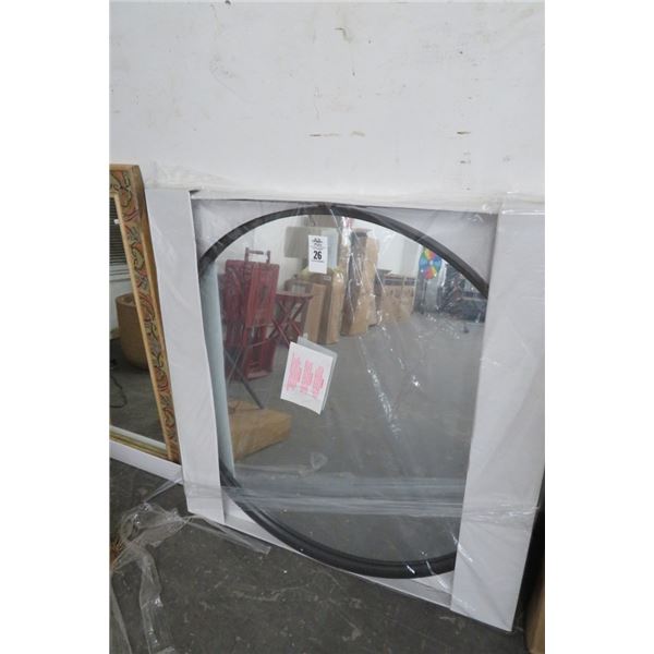 Framed Round Mirror - 34" - No Shipping