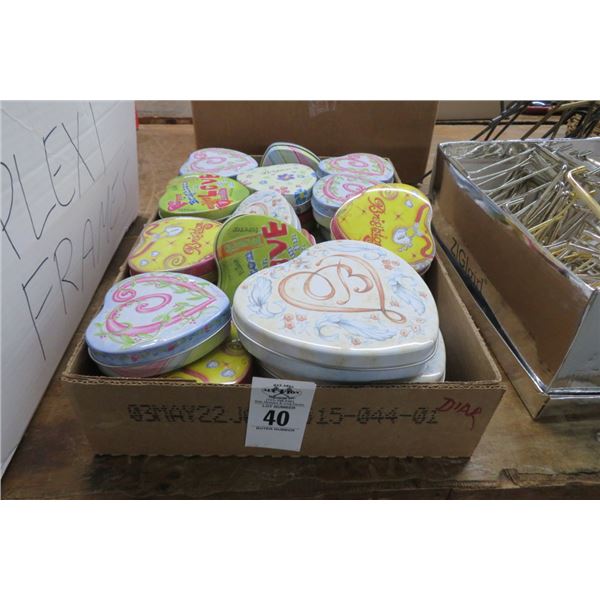 Box of Heart Shaped Tins