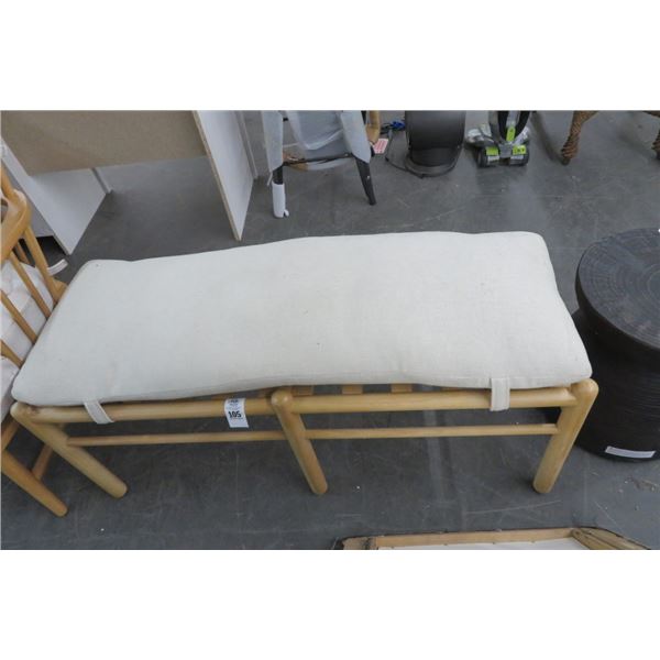 Light Oak Padded Bench, Ceramic Pedestal