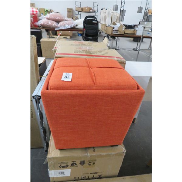 Cloth Orange Storage Ottoman