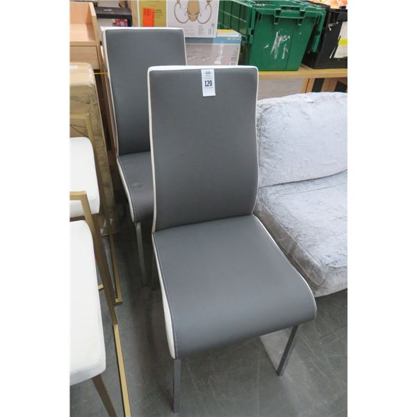 Grey/White Vinyl Dining Chairs (Pair)