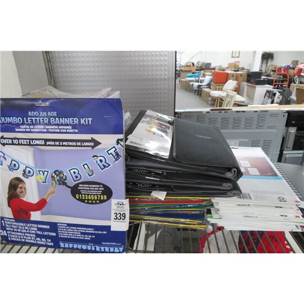 Shelf Lot of Filler Paper, Binders & Dry Erase Sheets