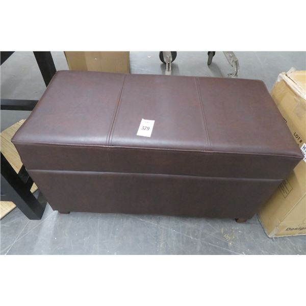 Brown Faux Leather Storage Trunk