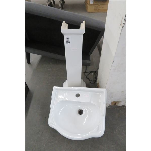 White Porcelain Pedestal Sink