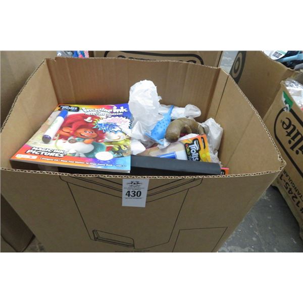 Box of Coloring Books & Toy Figurines
