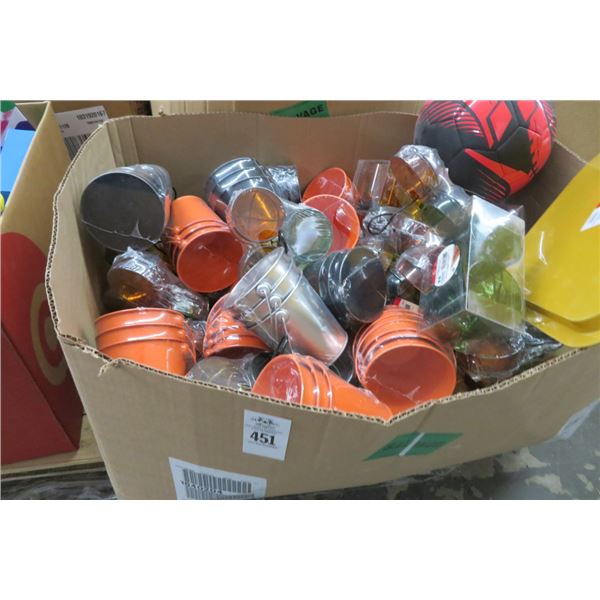 Box of Snack Container Sets & Metal Pails