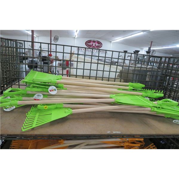 Lot of Green Mini Garden Rakes