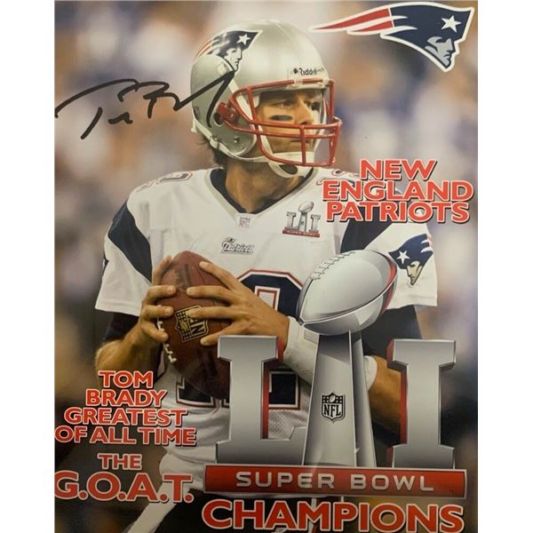 Tom Brady  Signed Super Bowl LI Champions New England Patriots: Tom Brady G.O.A.T