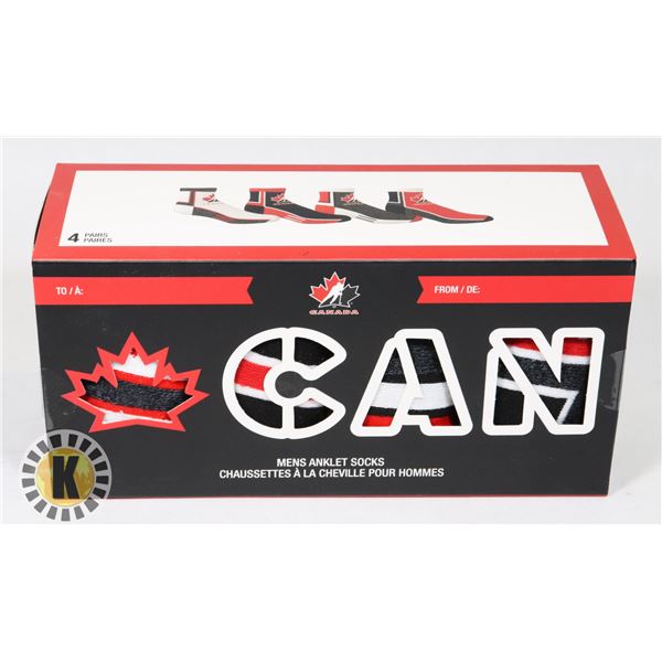 NEW 4PK MEN'S TEAM CANADA THEME ANKLE SOCKS