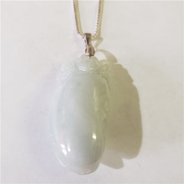 SILVER JADEITE NECKLACE(~LENGTH 22INCHES)