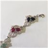 Image 2 : SILVER SAPPHIRE EMERALD RUBY  BRACELET