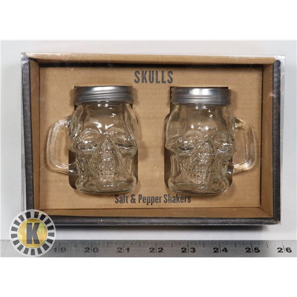 NEW SKULL THEME SALT AND PEPPER SHAKER SET